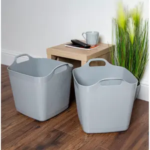 Wham Flexi-Store 25L Square Tub Graduated Cool Grey (Set of 2)