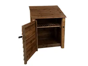 Wooden tool store, garden storage with shelf W-99cm, H-126, D-88cm - brown finish