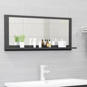 Dorlene Framed Wall Mounted Bathroom Mirror Grey / 90 cm