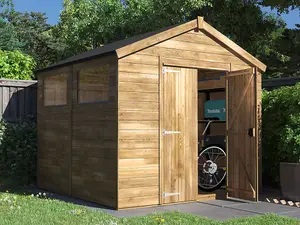 Dunster House Bike Shed Storage Garden Building 2.4m x 2.4m Wooden Pressure Treated Overlord Apex