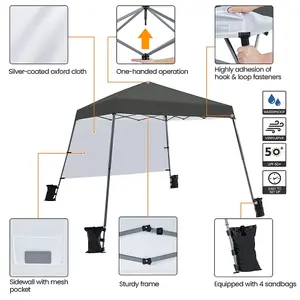 Yaheetech Dark Grey 3x3m Pop-up Gazebo with Side Panel