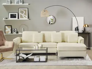 Left-Hand Corner Sofa OSLO Beige Leather Left Hand