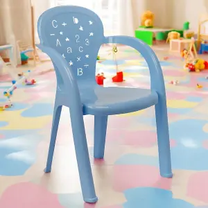 URBNLIVING 50cm Height 4 Pcs Blue Coloured Stackable Plastic Chairs for Kids Party Play Set