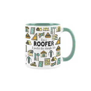 Purely Home Roofer Mug Fun Trades Gift - White and Turquoise Coffee/Tea Present Mug Gift