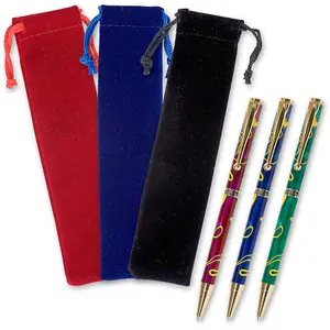 3 Art Deco Style Twist Pens & Velvet Drawstring Cases - PACKAGE DEAL