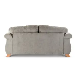 Fairhurst Soft Textured Scroll Arm Grey Fabric 3 Seater