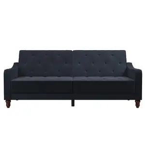 Vintage Tufted Sofa Bed in Velvet Blue