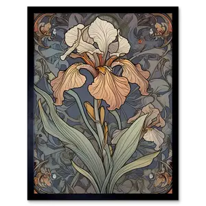 Taufner Art Nouveau Style Iris Bloom Flower - Single Picture Frame Print