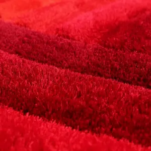 Red Easy to Clean Optical/(3D) Modern Shaggy Sparkle Abstract Rug for Living Room, Bedroom - 60cm X 110cm