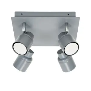 ValueLights Benton Grey 4 Way Bathroom Ceiling Square Spotlight