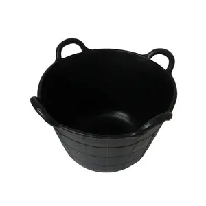 Rubber Feeding Bucket Flexi Tub 40L  (4 Handle Horse Animal Feed Storage)