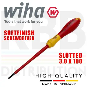 Wiha Slotted Screwdriver 3mm VDE Electrician 1000v Flat Head SoftFinish 00821