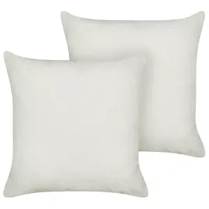 Set of 2 Cushions LEUZEA Boucle 60 x 60 cm Solid Off-White