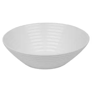 Queensway Home & Dining 26cm Diameter 12 Pcs White Opal Glass Vienna Ribbed Dinner Plates Soup Bowls Dinnerware Set