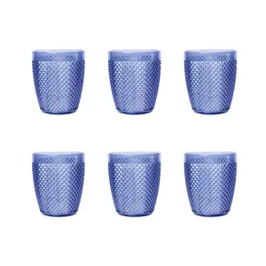 Diamond 400ml Drinking Glass Set (Set of 6) Blue