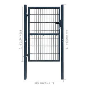 Crabtree Metal Door Fence Garden Mesh Gate with Lock Patio Fencing Terrace 100 x 225 cm