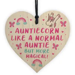 Novelty Auntie Gift Wood Heart Birthday Christmas Gift For Her Unicorn Gift Keepsake