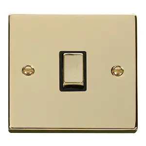 Polished Brass 1 Gang 20A Ingot DP Switch - Black Trim - SE Home