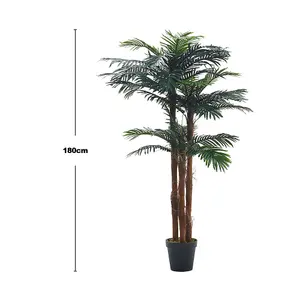 Garden Decoration Artificial Palm Tree Green in Black Pot H 180 cm