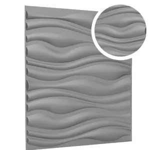 3D Wall Panels Adhesive Included - 6 Sheets Cover 16.15ft²(1.5m²) Interior Cladding Panels - Wave Effect Design Matt Silver Grey