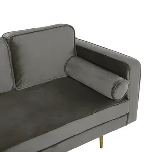 Right Hand Velvet Chaise Lounge Grey MIRAMAS