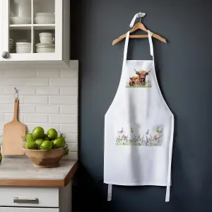 Purely Home Highland Cow Apron - Kitchen Cooking & Baking Mum Calf Gift/Present