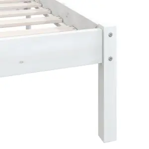 Berkfield Bed Frame White Solid Wood Pine 120x190 cm Small Double