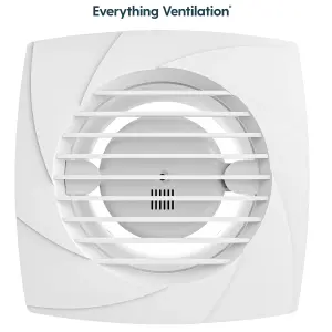 Axial Bathroom Extractor Fan Low Profile - Wall or Ceiling Mount - Energy Efficient (100mm No Timer, White)