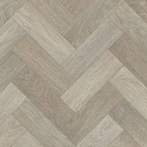 Beige Wood Effect Herringbone Vinyl Flooring For LivingRoom, Kitchen,2.8mm Thick Cushion Backed Vinyl-6m(19'8") X 2m(6'6")-12m²