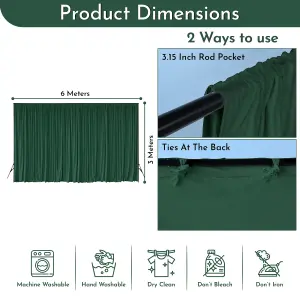 Green Velvet Backdrop Curtain Wrinkle-Free Polyester Fabric Background with Drapes, 3x6 Metres