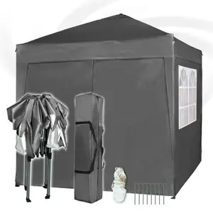 MCC Direct 2X2 Pop up Grey Gazebo with Sides