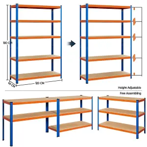 Yaheetech 5 Tier Adjustable Storage Shelf Orange Blue