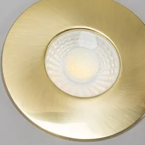 Litecraft 2 Pack Satin Brass Modern IP65 Fire Rated Bathroom Downlights