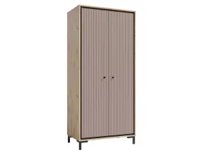 Parii Hinged Door Wardrobe in Pink - W890mm H1960mm D540mm, Chic and Organised