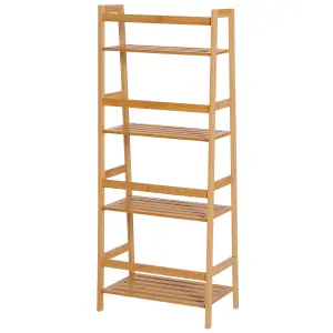 HOMCOM 4-Tier Ladder Bookcase Utility Shelf DIY Plant Stand Holder Bamboo