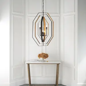 Luminosa Macerata 4 Light Ceiling Pendant Aged Bronze Effect & Antique Gold Paint