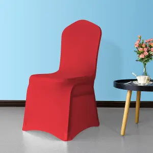 Front Flat Chair Cover for Wedding Decoration, Red - Pack of 10