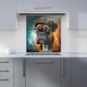 Boxer Dog Splashart Premium Glass Kitchen Splashback W600mm x H650mm