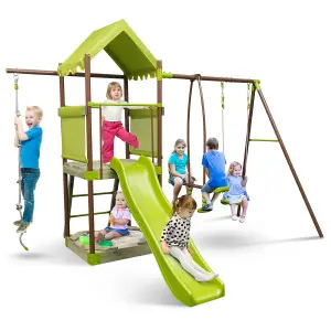 Costway 7-in-1 Swing Set Outdoor Metal Playset Kids Backyard Playground w/ Slide