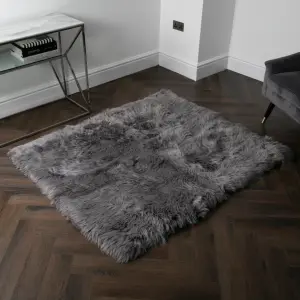 Grey Rectangle Sheepskin - 130 x 150cm