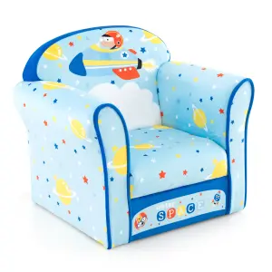 Costway Kids Sofa Children Armrest Upholstered Chair Cute Pattern Armchair Solid Frame