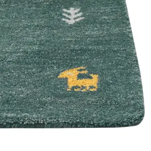 Wool Gabbeh Area Rug 160 x 230 cm Green CALTI