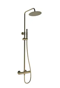 Luxury Brushed Bronze Round Thermostatic Shower with Riser Kit