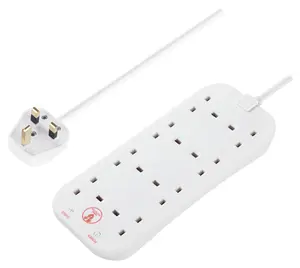 Masterplug SRG82N-BD 8 socket 13A Surge protected White Extension lead, 2m