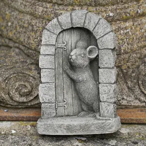 Mouse Door Stone Statue Outdoor Garden Ornament British Made