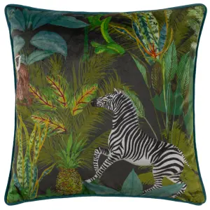 Wylder Aranya Zebra Piped Velvet Polyester Filled Cushion