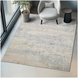 Washable Rug Dalia - various sizes, faded pattern, easy-care short pile, made of synthetic wool and felt, non-slip base - beige