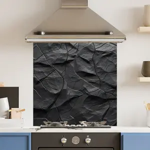 Toughened 6mm Glass Kitchen Splashback 60 x 60cm Abstract Black - Polished Edge Heat Resistant Back Splash for Cookers Hob