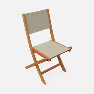 sweeek. Pair of foldable wooden garden chairs Almeria Taupe Grey 50x58.7x89 cm