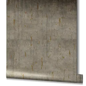 Galerie Earth Collection Brown Aged Concrete Metallic Texture Wallpaper Roll